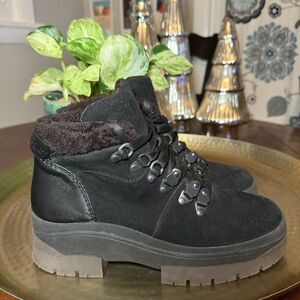 SEE BY CHLOE Womens 39 US 9 Boot Black 1-1/2" Platform & Tongue Aure Combat Boot